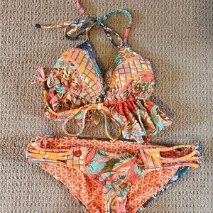 Maaji Coral Teal Patterned Two-Piece Bikini